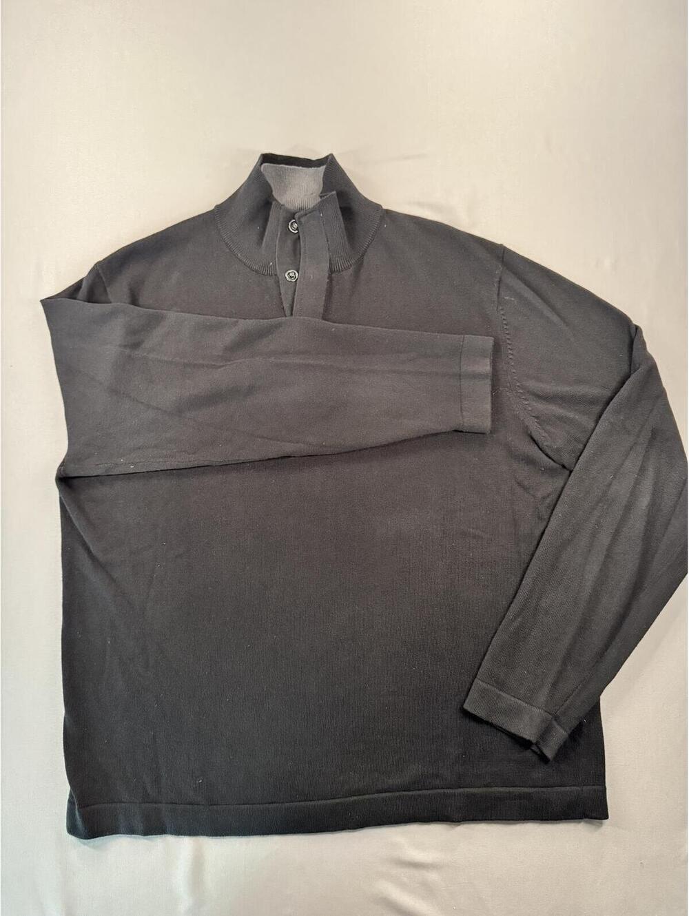 Bowen & Wright | Large | Black Quarter Button Sweater Men's